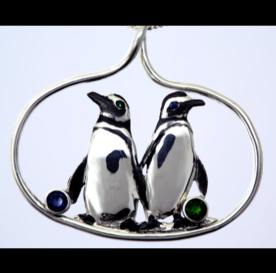 Penguin pair pendant